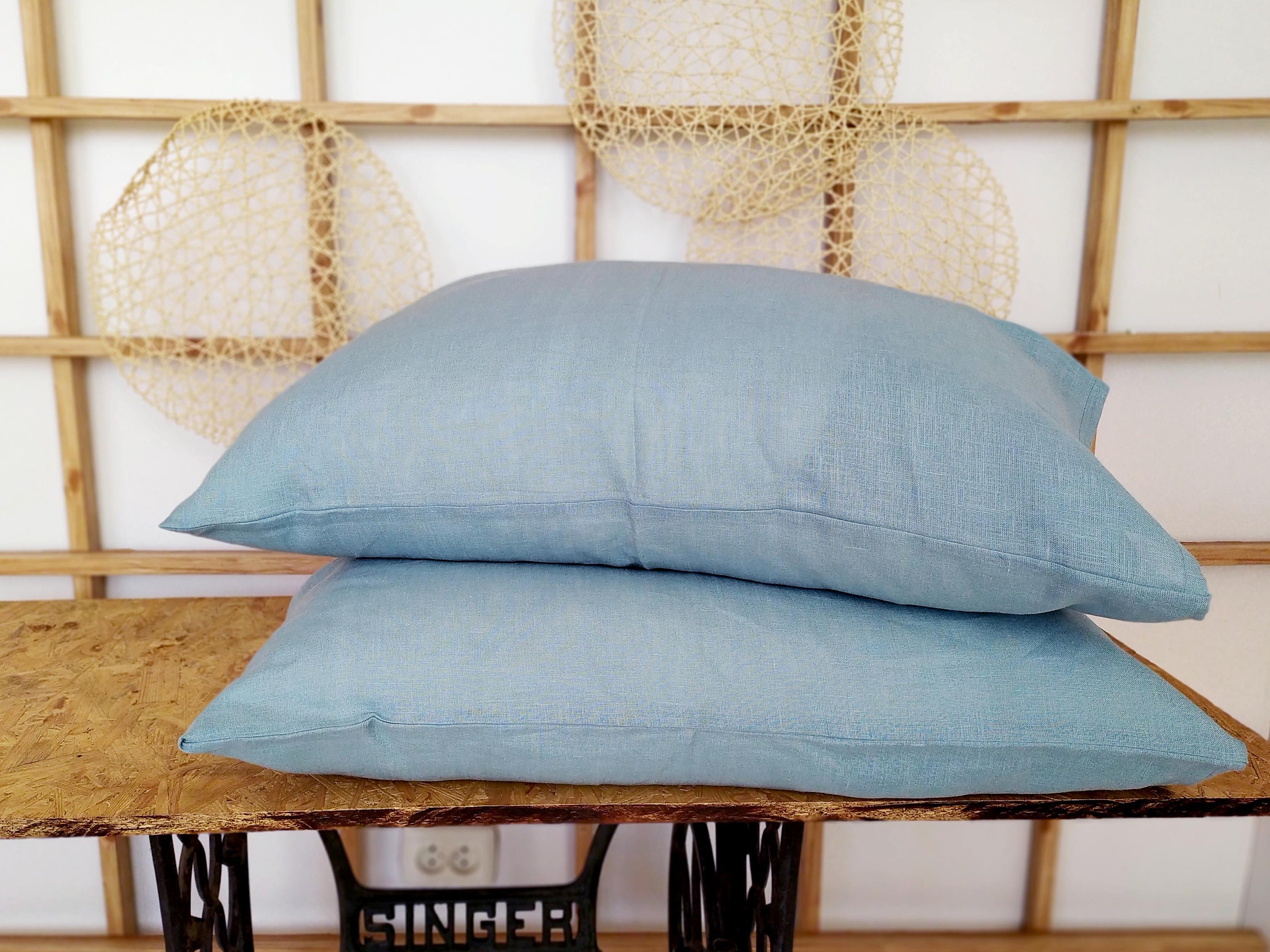 Linen PILLOWCASE in Dusty Blue. One Pillow case Standard Etsy