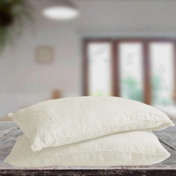 White Linen Pillowcase With Envelope Closure Standard Jumbo Etsy