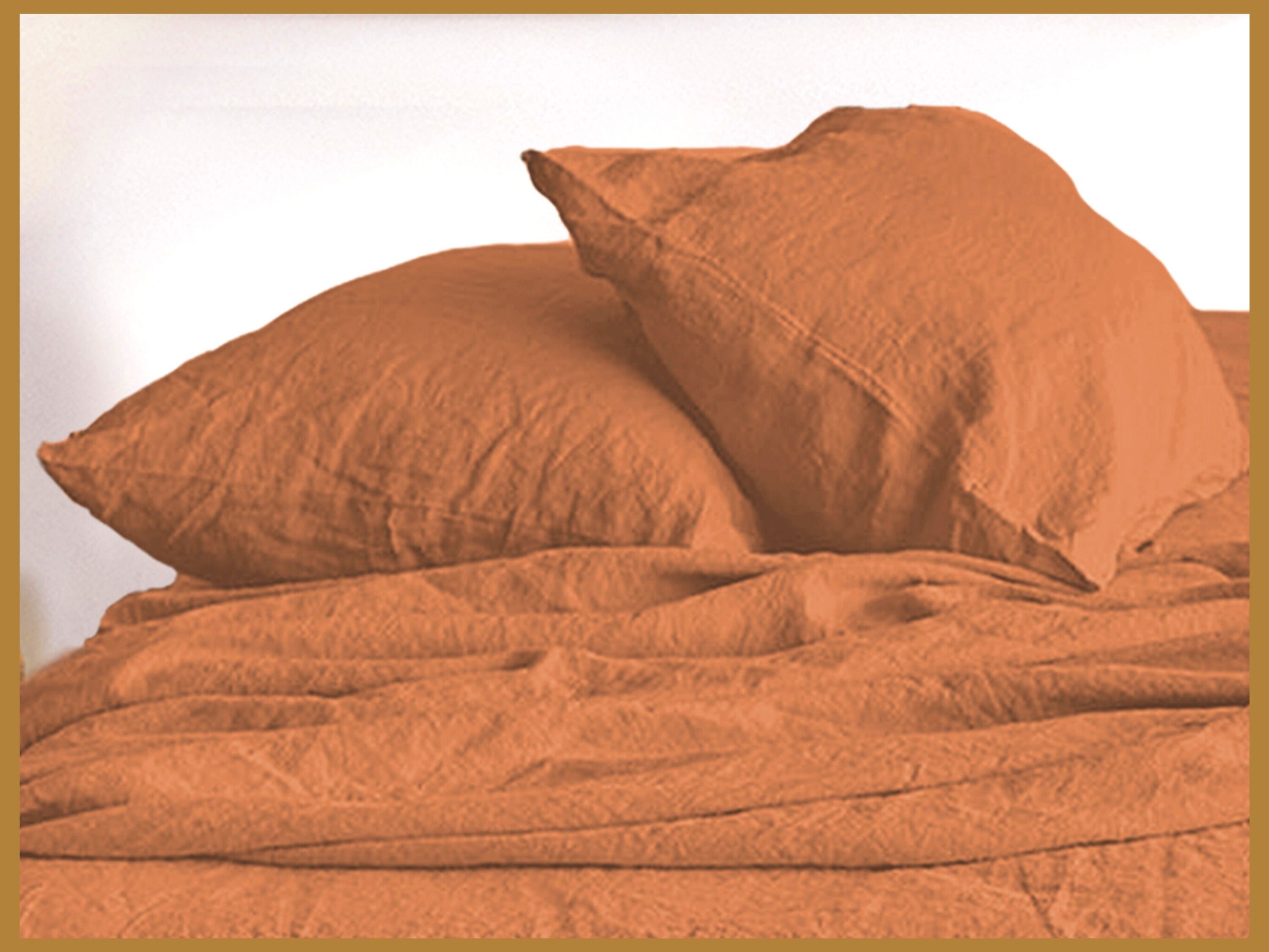 Linen PILLOWCASE in Burnt orange. Pillow case Standard Queen Etsy