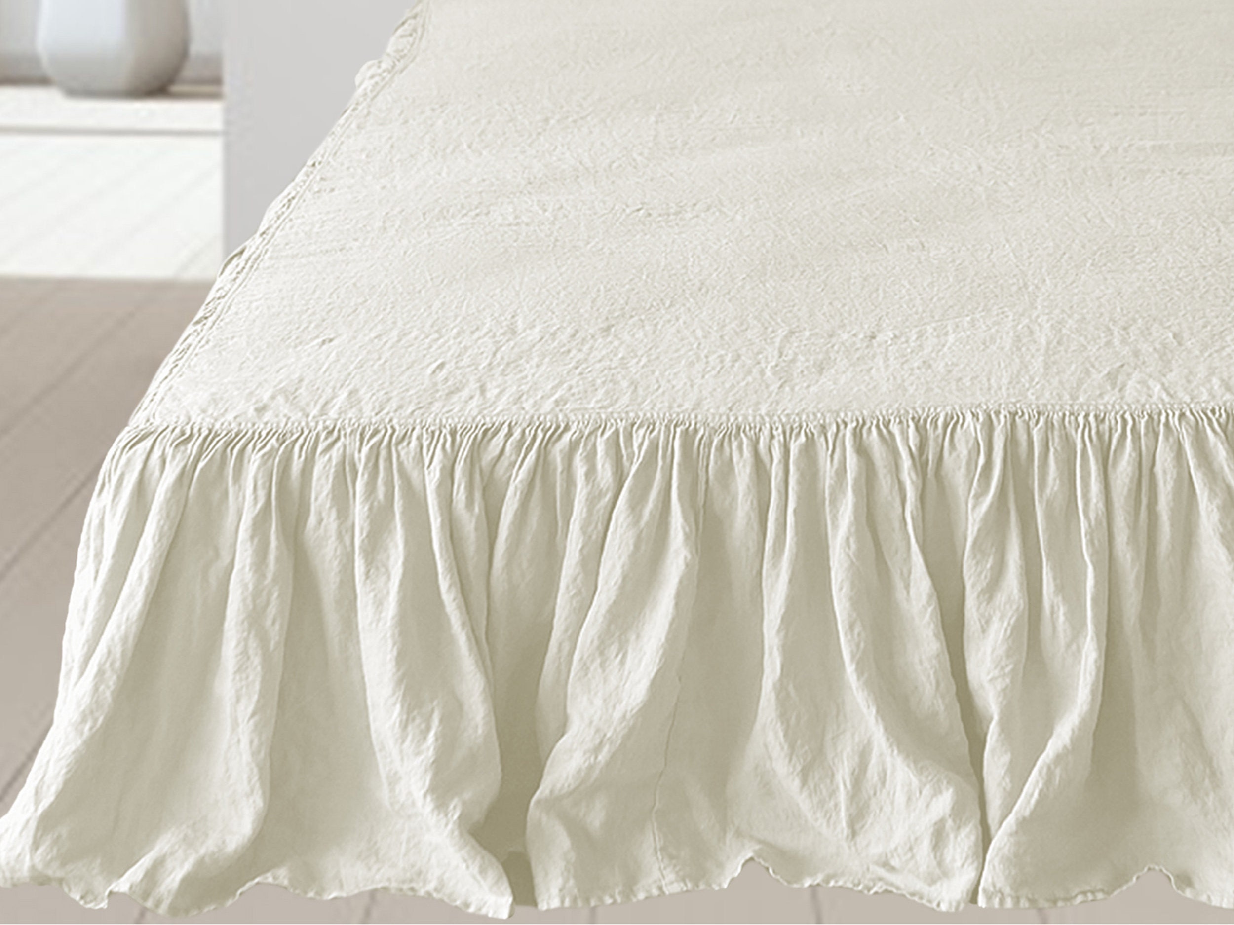 White Linen Bed Skirts Dust Ruffle. Linen Bedskirt. Twin Full Etsy