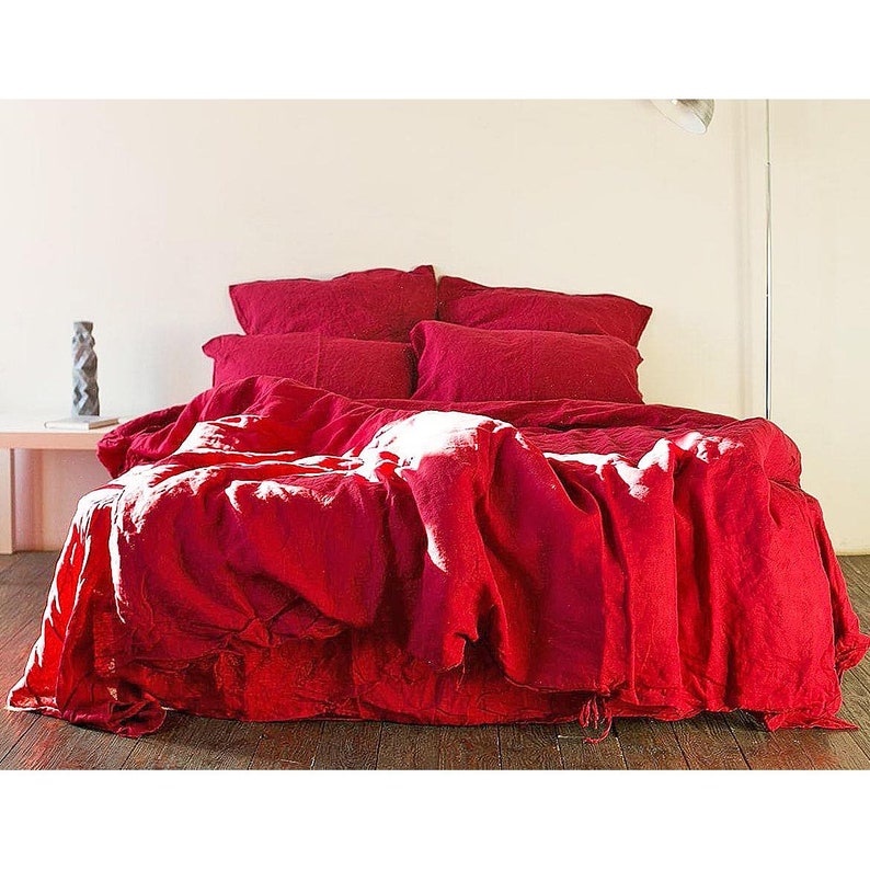Duvet cover Organic Red Linen bedding duvet cover King duvet Etsy