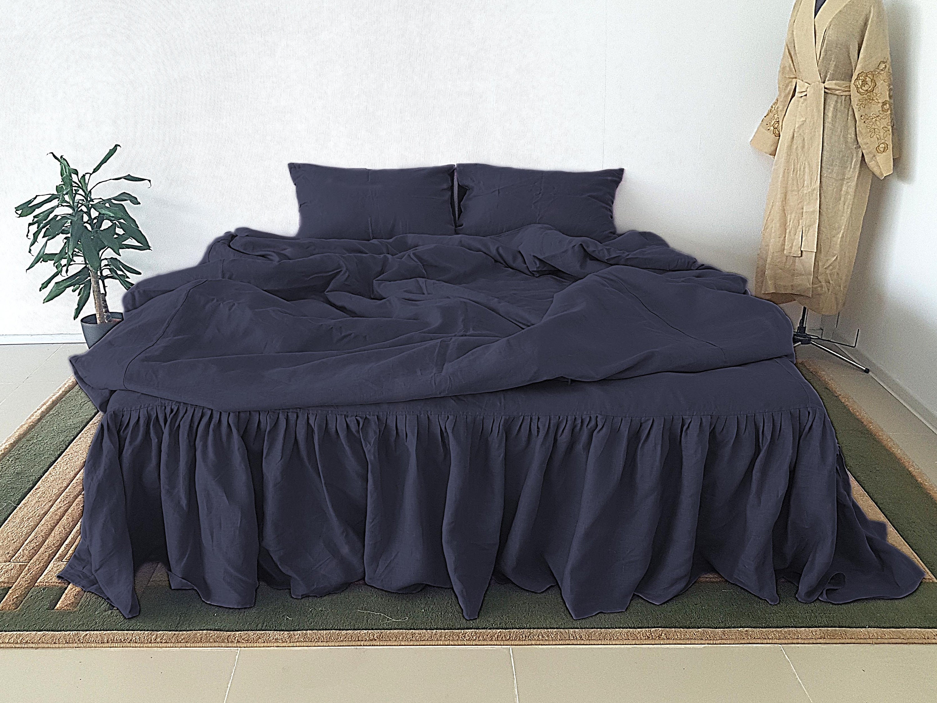 Navy Blue Duvet Cover set Sheets set Fitted Flat sheet Bed | Etsy