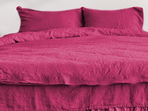 Bright Pink Linen Duvet Cover Set 3 Pc 2 - Bright Pink King Size Bedding Bright Pink Linen Duvet Cover Set 3 Pc 2 - Bright Pink King Size Bedding