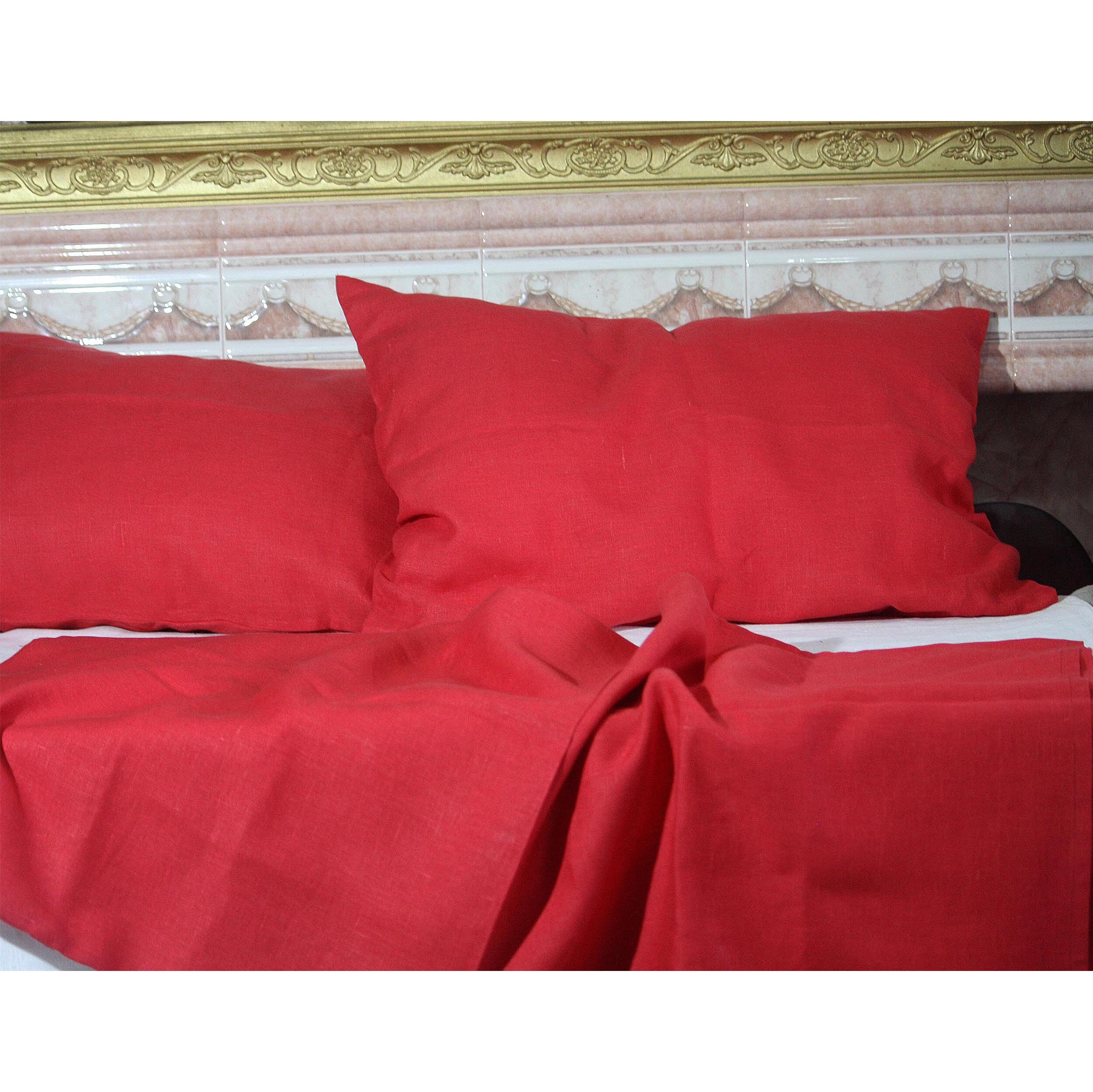 Red LINEN PILLOW CASE Natural Organic linen pillow cover Etsy