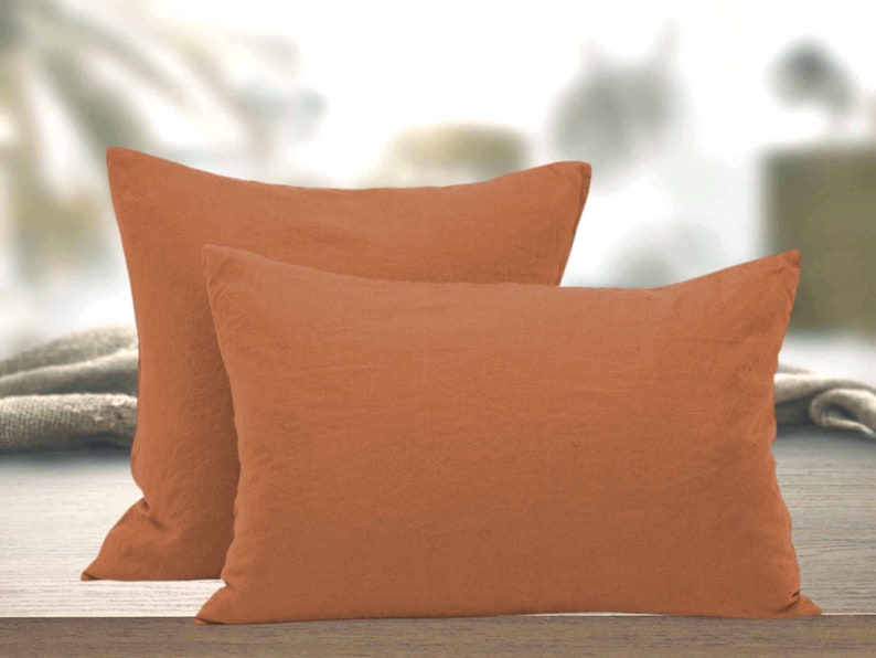 Burnt Orange soft linen PILLOWCASE. Pillow case Standard Etsy