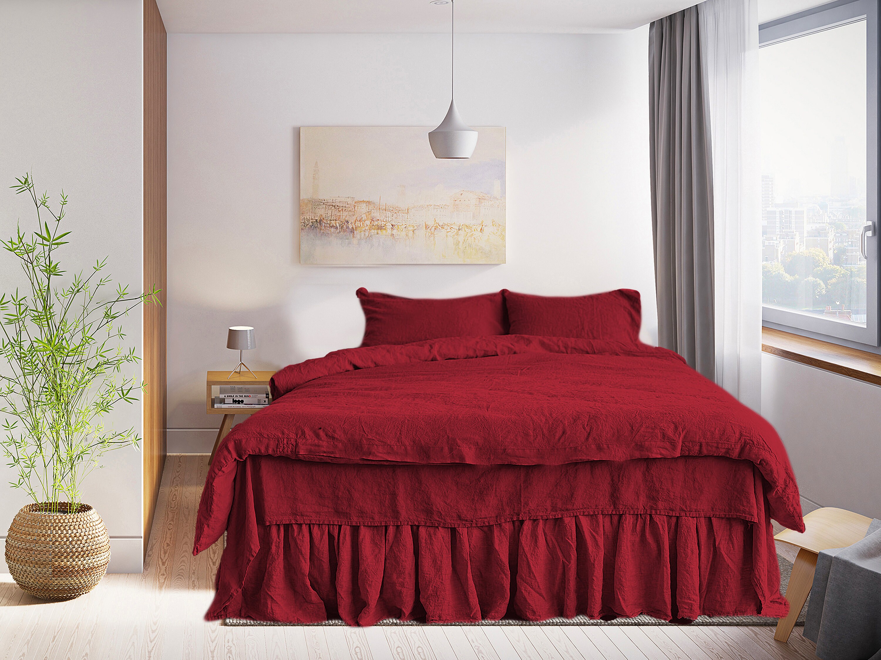 Linen Fitted sheet in Red. Soft Bed Sheet from organic flax Etsy