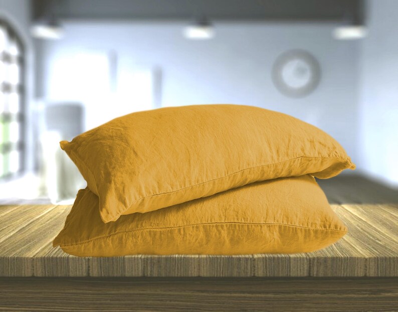 Mustard Linen pillow case. Standard Queen King Euro sham Etsy