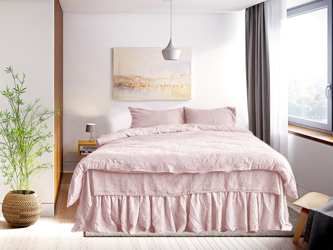 DUVET COVER Set in Light Pink. Linen Bedding Set 3 Pieces. Etsy