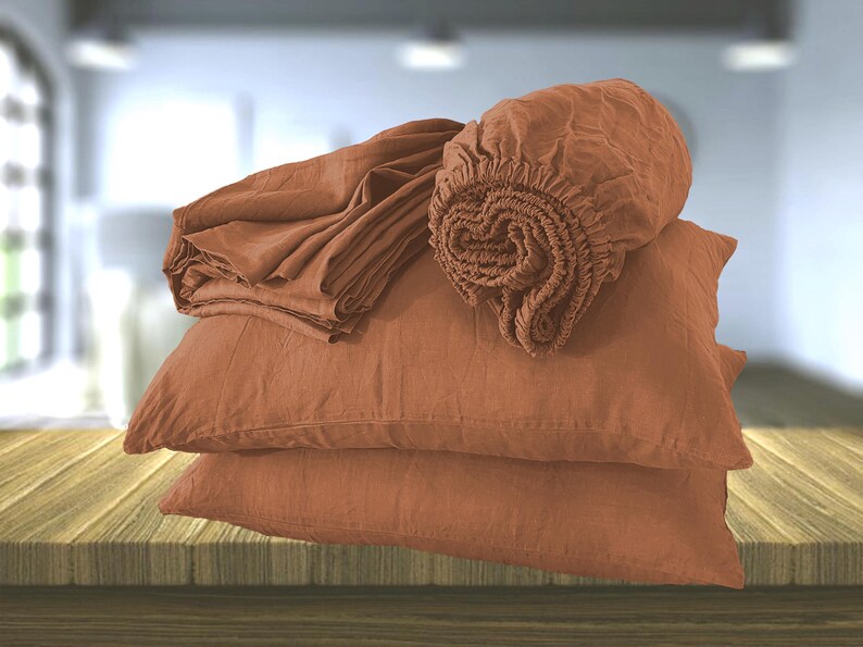 Linen PILLOWCASE in Burnt orange. Pillow case Standard Queen Etsy
