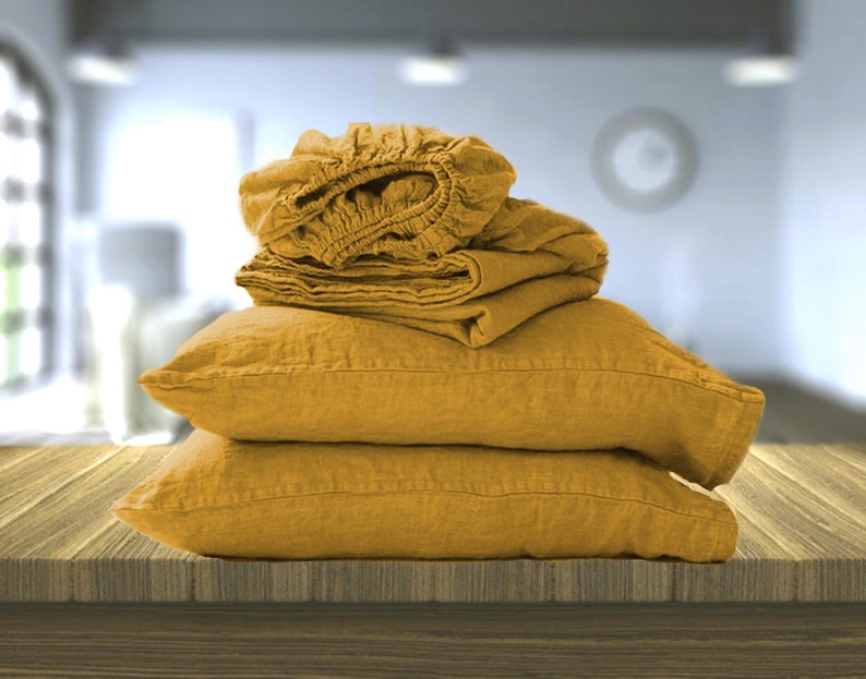 Mustard Linen pillow case. Standard Queen King Euro sham Etsy