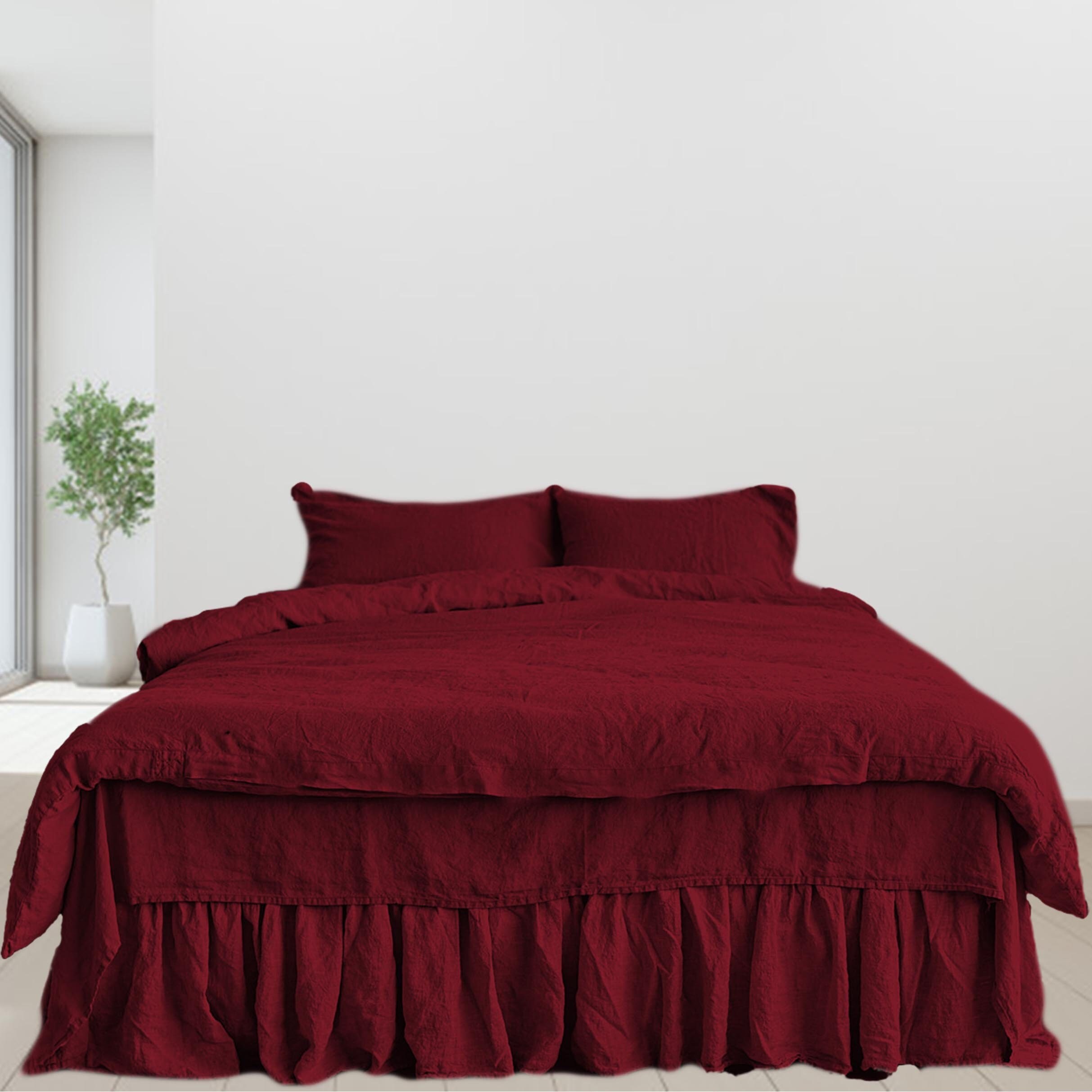 Duvet Cover Set 3 Items In Burdy Soft Linen Bedding 50