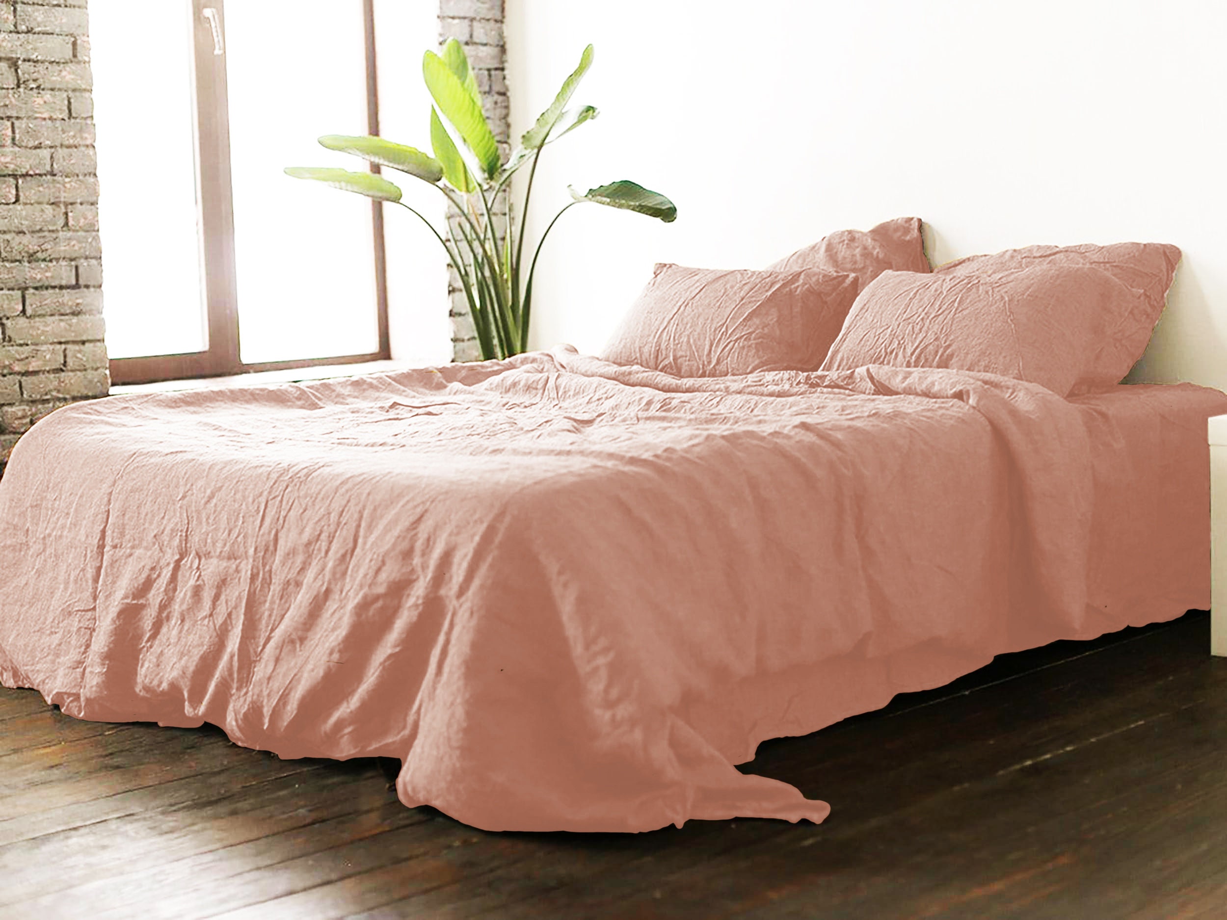 Linen Bedding set in Peach. Duvet Cover Flat sheet Fitted Etsy
