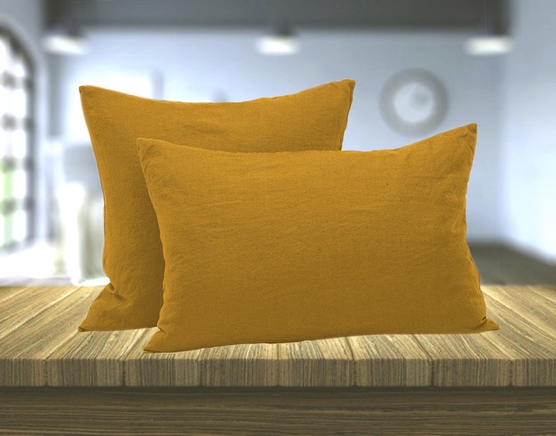 Mustard Linen pillow case. Standard Queen King Euro sham Etsy