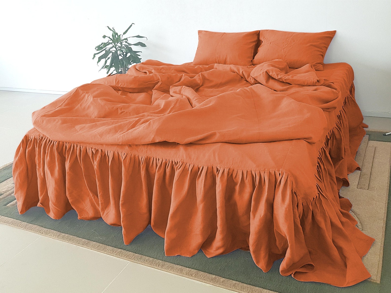 Burnt orange Linen throw pillow covers with Envelope. 20x26 Etsy