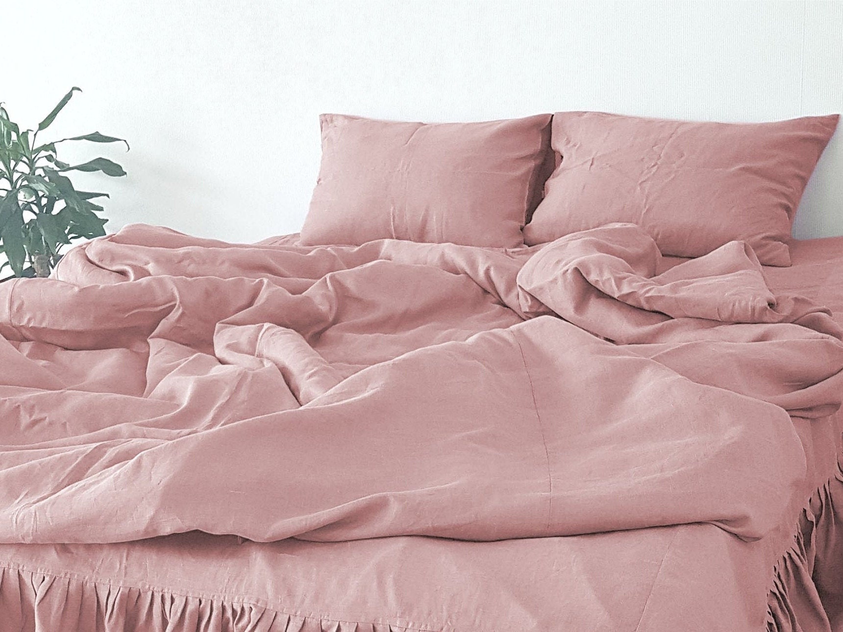 Linen DUVET COVER in Dusty Pink with zipper closure. Natural Etsy