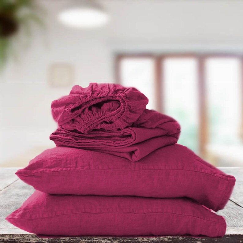 Linen Bedding Bright Pink Flat Sheet Custom Order Bed Twin Full Queen King - Bright Pink King Size Bedding Linen Bedding Bright Pink Flat Sheet Custom Order Bed Twin Full Queen King - Bright Pink King Size Bedding