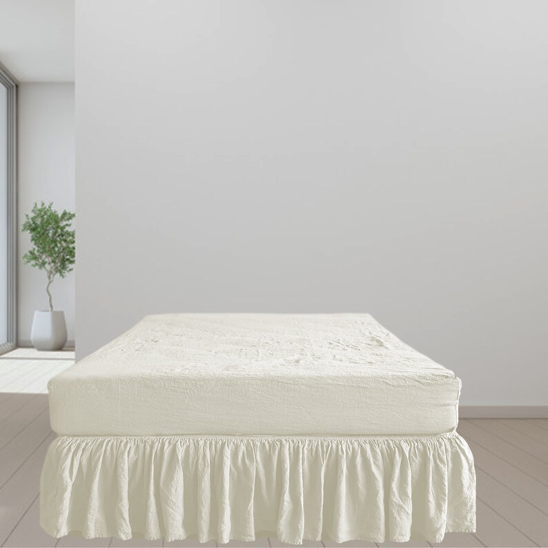 White Linen Bed Skirts Dust Ruffle. Linen Bedskirt. Twin Full Etsy
