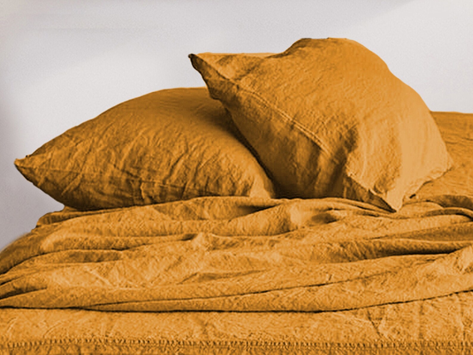 Comfy Softened Pillowcase in Mustard color. Pillow case from Etsy