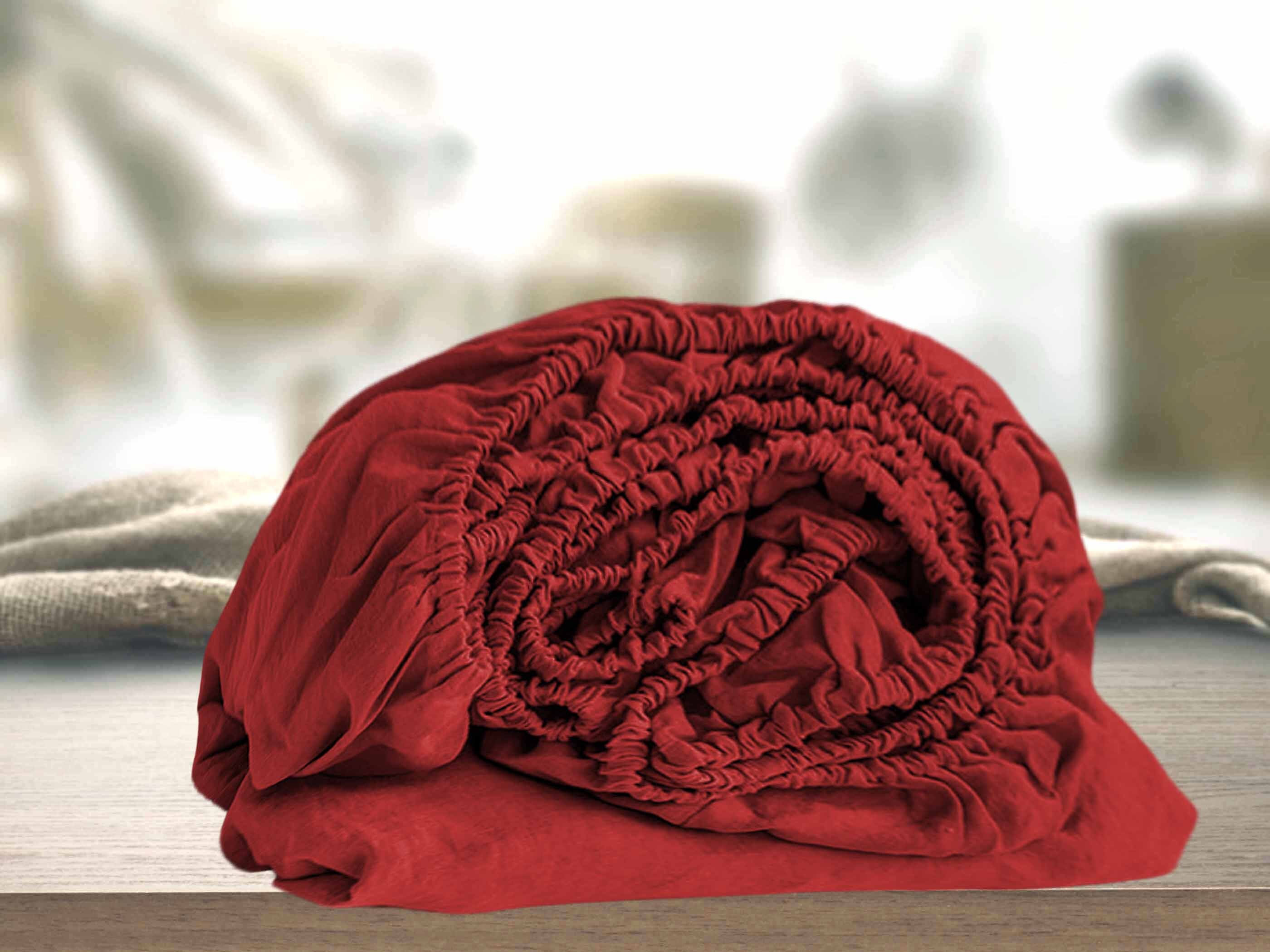 Linen Bedding Sheets set in Red. 4 items Flat sheet Fitted Etsy