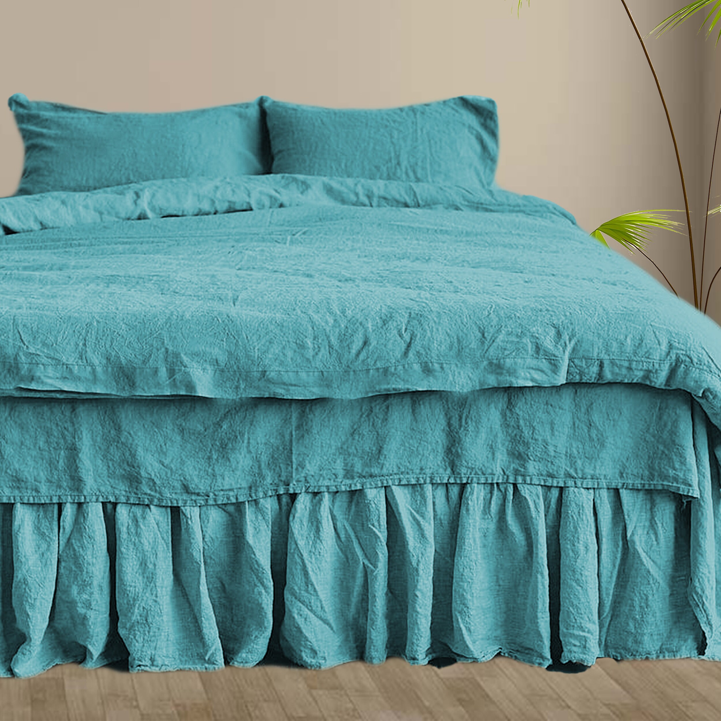 Duvet Cover set 3 items in Turquoise Soft Linen Bedding Twin Etsy