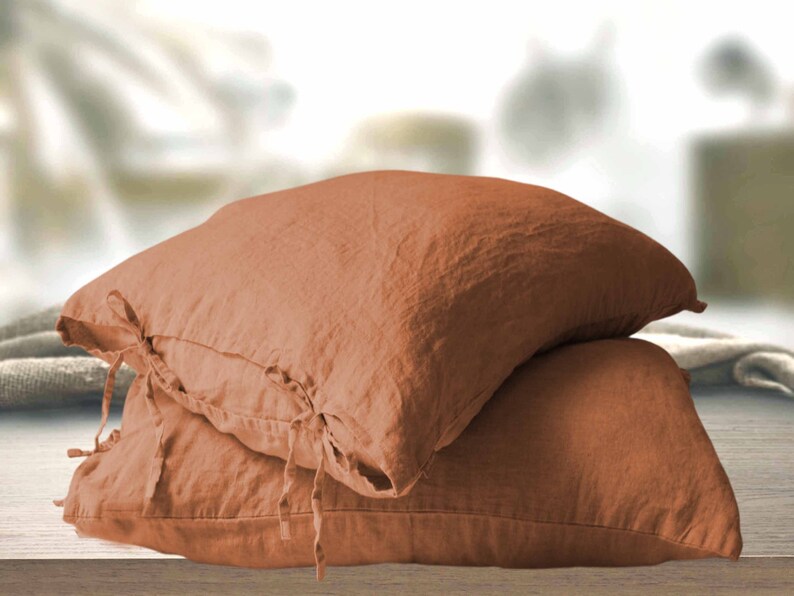 Burnt Orange soft linen PILLOWCASE. Pillow case Standard Etsy