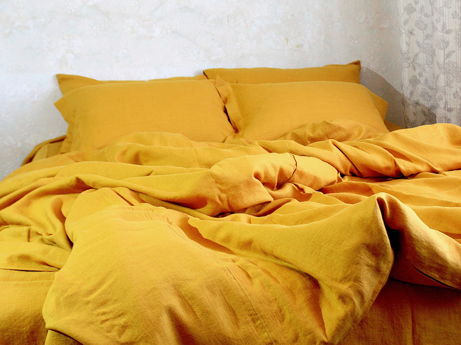 DUVET COVER in Mustard color. Soft Organic Linen Bedding Etsy