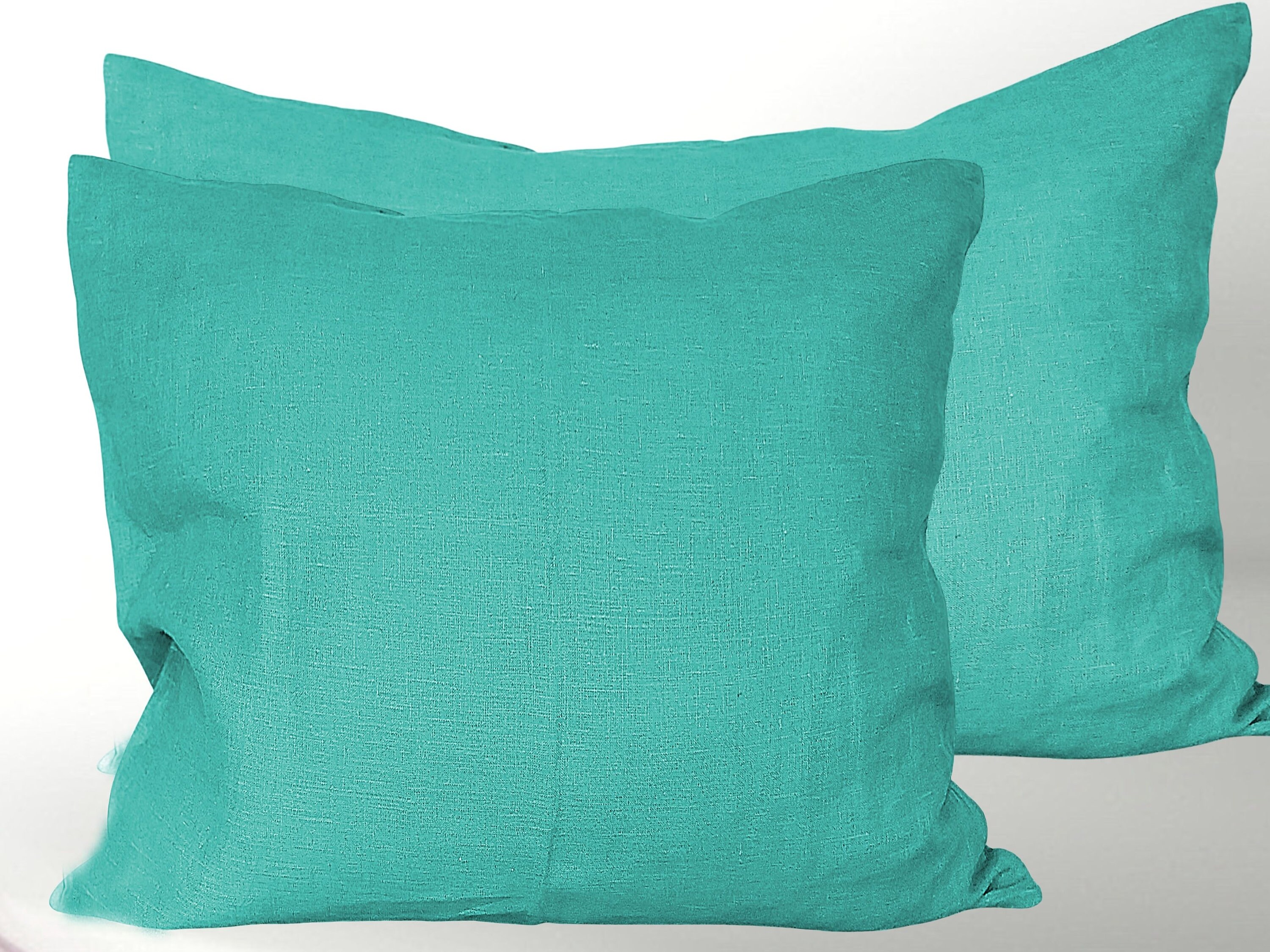 Turquoise Linen throw pillow covers with Zipper. 20x26 Etsy