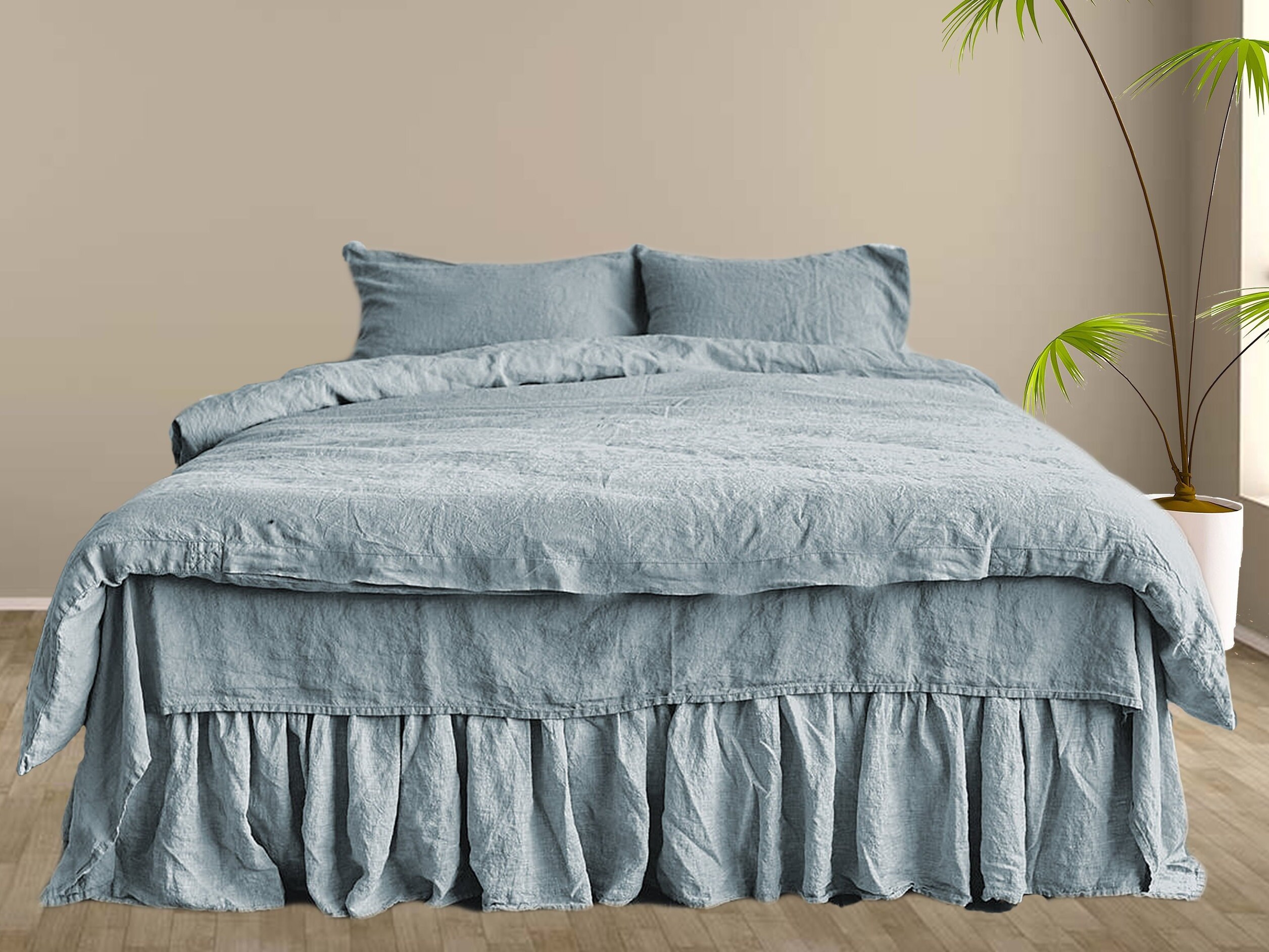Dusty Blue Linen Duvet Cover King Queen Twin Double Full Etsy