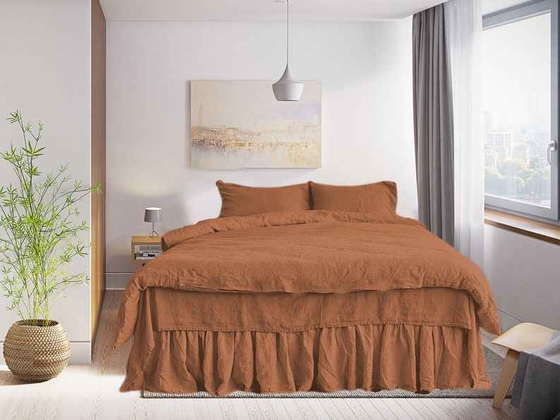 Linen PILLOWCASE in Burnt orange. Pillow case Standard Queen Etsy