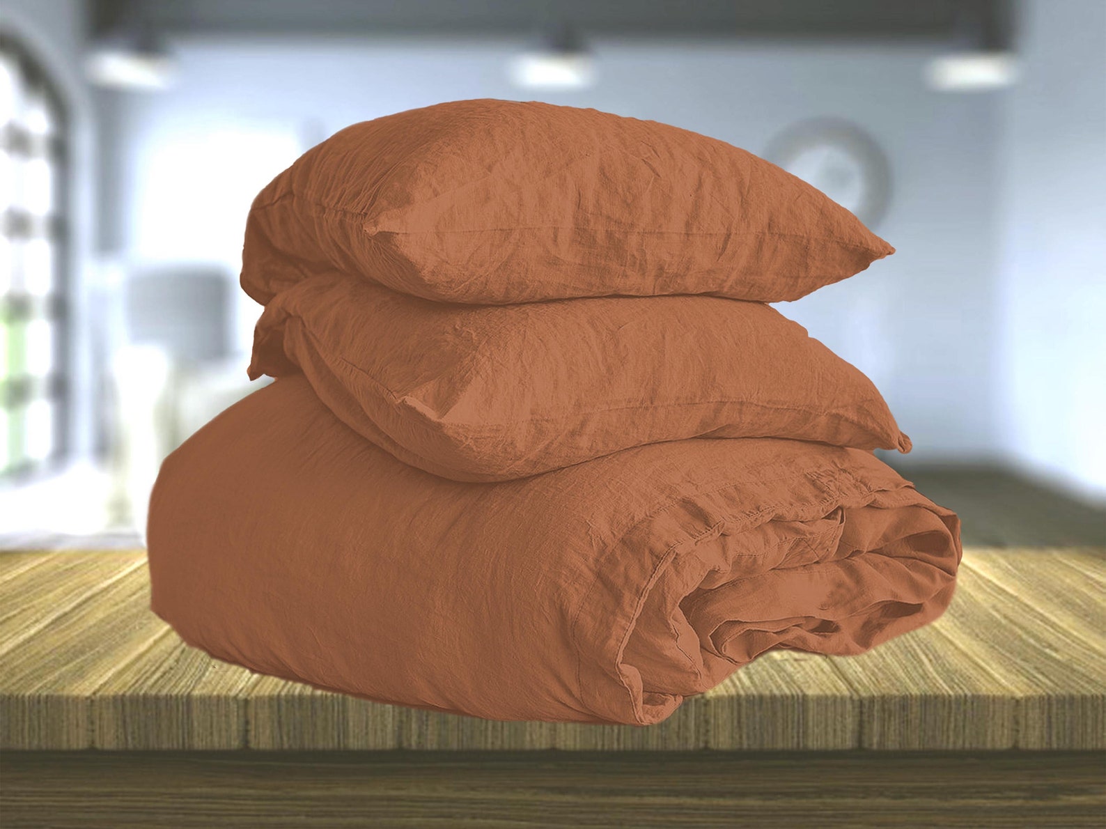 Linen PILLOWCASE in Burnt orange. Pillow case Standard Queen Etsy