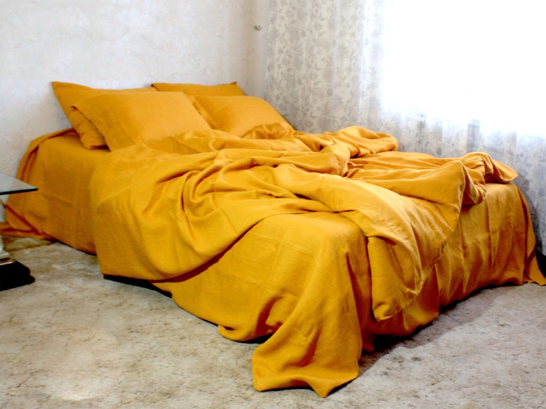 DUVET COVER in Mustard color. Soft Organic Linen Bedding ...