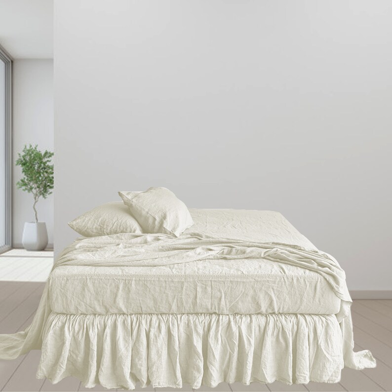 Available In Queen Free King Custom Drop Length Natural Linen Dust Ruffle Bed Skirt Bedding Handmade Products Malibukohsamui Com Available In Queen Free King, Natural Linen Bed Skirt Queen