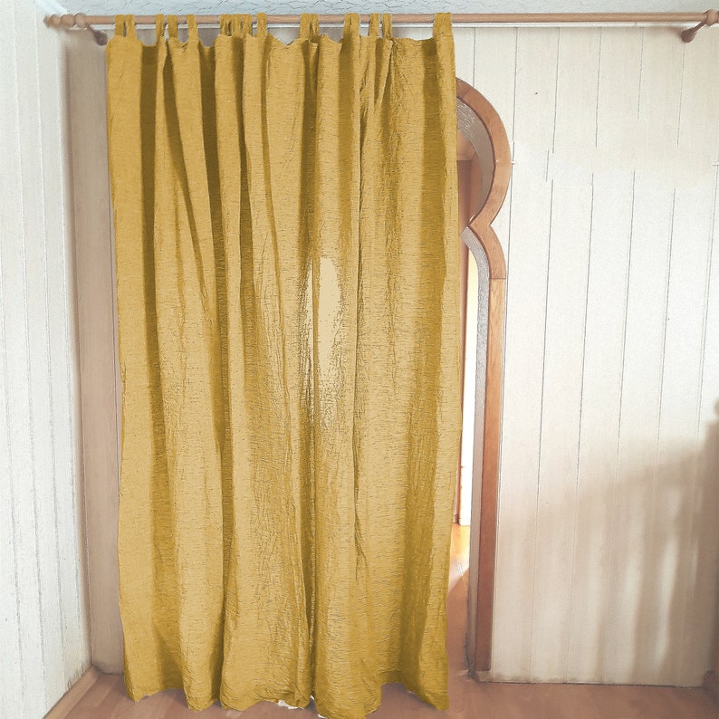 Custom size Natural Linen Window Drapes for Livingroom Bedroom Kitchen Linen window or door panels Mustard Long Linen Curtains