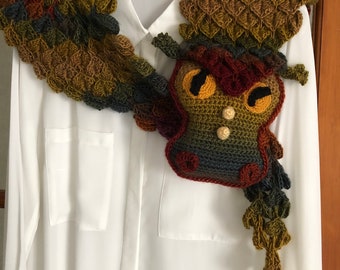 Dragon Shawl, Crochet Dragon, Hand Crafted Shawl, Multicolour Dragon Wrap