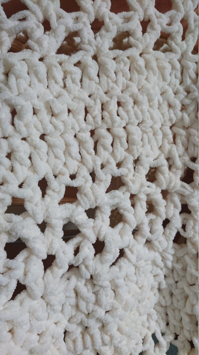 Super Chunky Hand Crocheted Cream Throw Crocheted Blanket Etsy