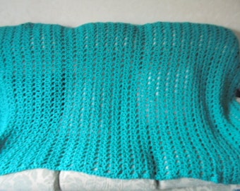 Super Chunky Hand Crocheted Emerald Throw, Crocheted Blanket, Homemade Throw, Woollen Blanket, Chunky Blanket