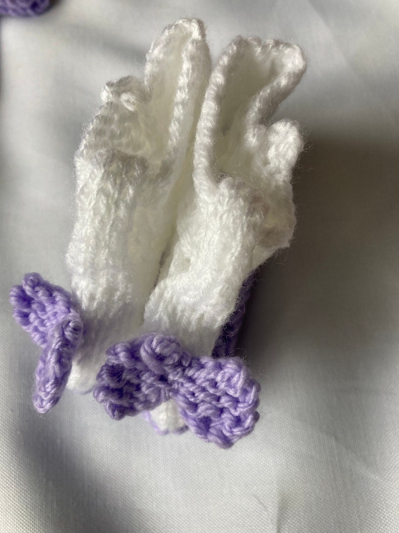 Lilac baby cardigan, bootees and shoes 3-6 months image 3