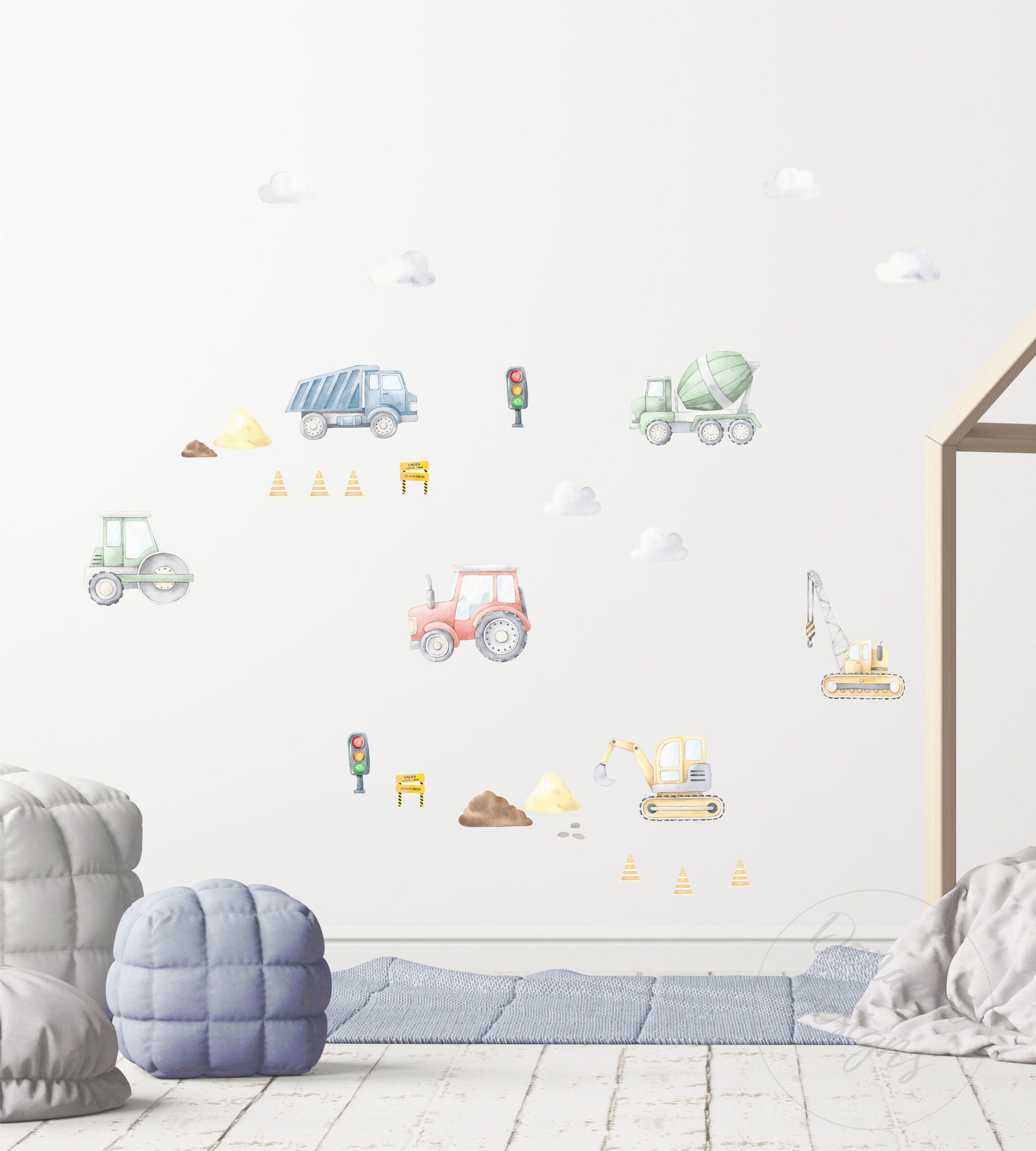 Construction Decal Wall Decal for Kids Room Fabric Decal Etsy UK