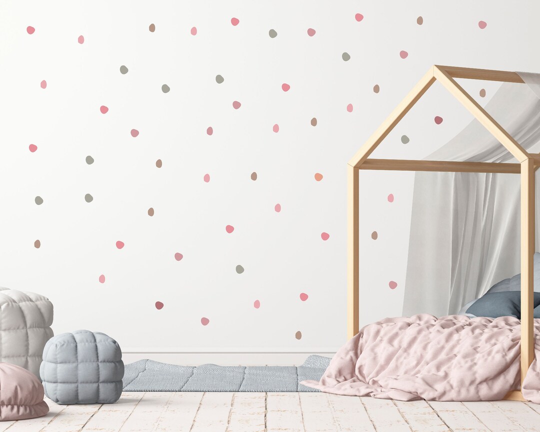 Hand Drawn Polka Dot Decals, Fabric Wall Decals, Multicolor Polka Dot ...