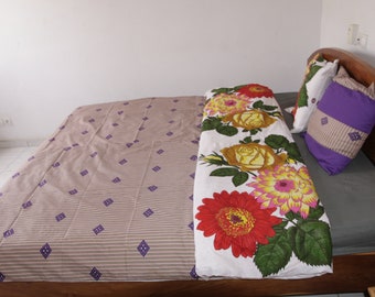 Parure de lit réversible TIBO/EDUDJAVI (Housse de couette et 2 Taies) Ankara bedding with assorted cushions