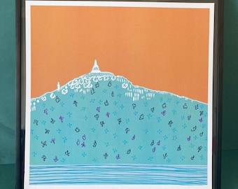 Dundee Skyline with Flowers / Unique Dundee Print / illustration by Louise Kirby
