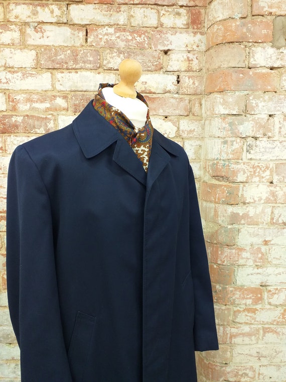 1960's Fly Front Jacket Mod Style Single-breasted Coat Navy Blue