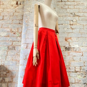 1950s Red Sailcloth Skirt 25&quot; Waist   Genuine Vintage 50s Skirt XS