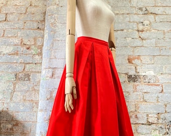 1950s Red Sailcloth Skirt 25" Waist   Genuine Vintage 50s Skirt XS