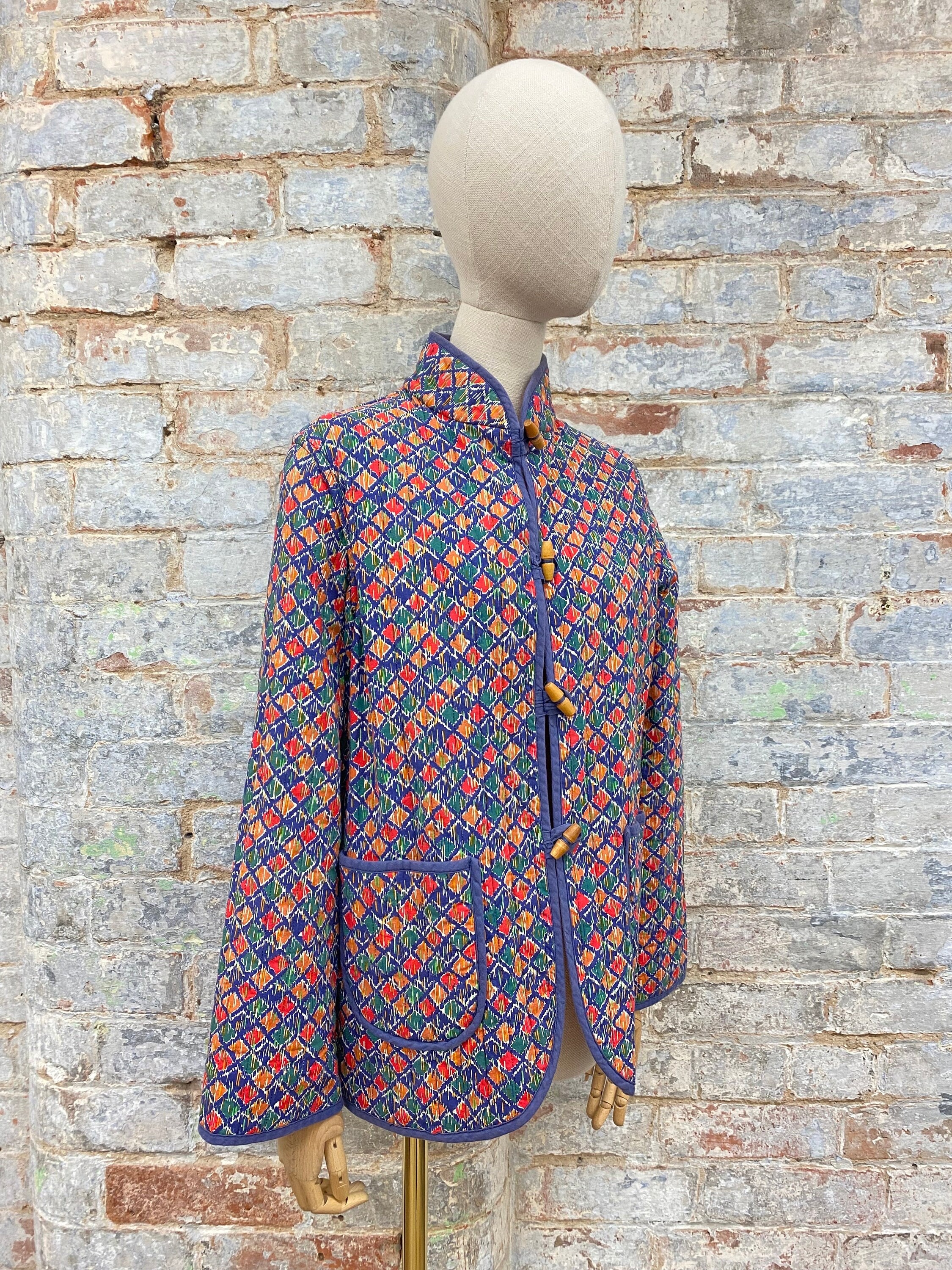 ジャケット・アウター REVERSIBLE PADDED NO COLLAR ZIP JACKET Vtg CONVERSE Zip Front Jacket Cotton Lightweight Men's XL