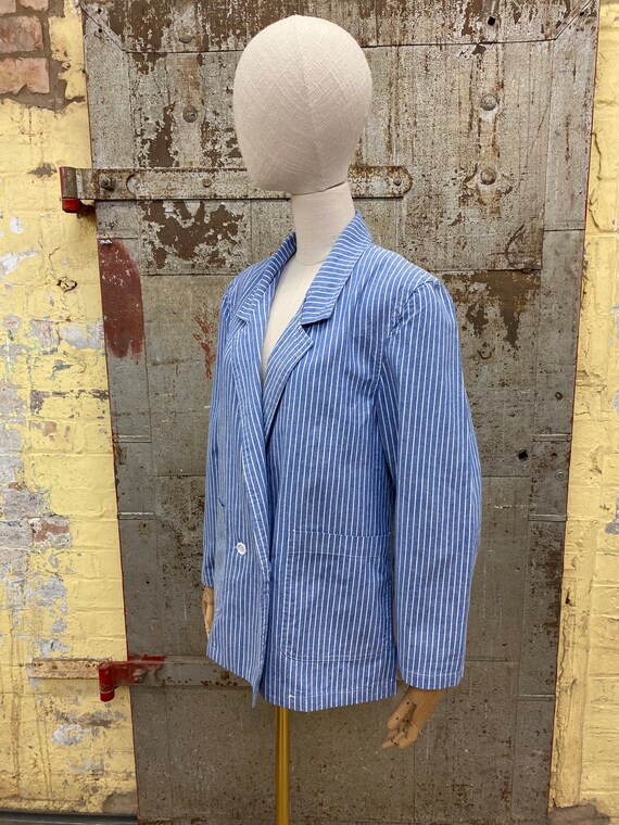 Vintage Striped Blazer by Adini Blue & White Prep… - image 5