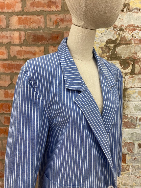 Vintage Striped Blazer by Adini Blue & White Prep… - image 2