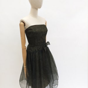 1960's Vintage Dress Dark Green Tulle with Bow Detail by Linzi Line SMALL UK 10-12 US 6-8 image 2