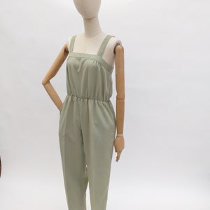 1980s Vintage Dungarees Handmade Jumpsuit Romper in Pale Green Overall  XS