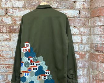 Patchwork Customised Vintage Military Shirt Jacket 42”